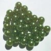 30 10mm Round Medium Green Glass Pearl Beads